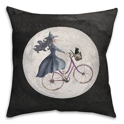 Witch Bike Throw Pillow