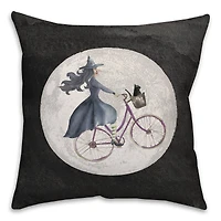 Witch Bike Throw Pillow