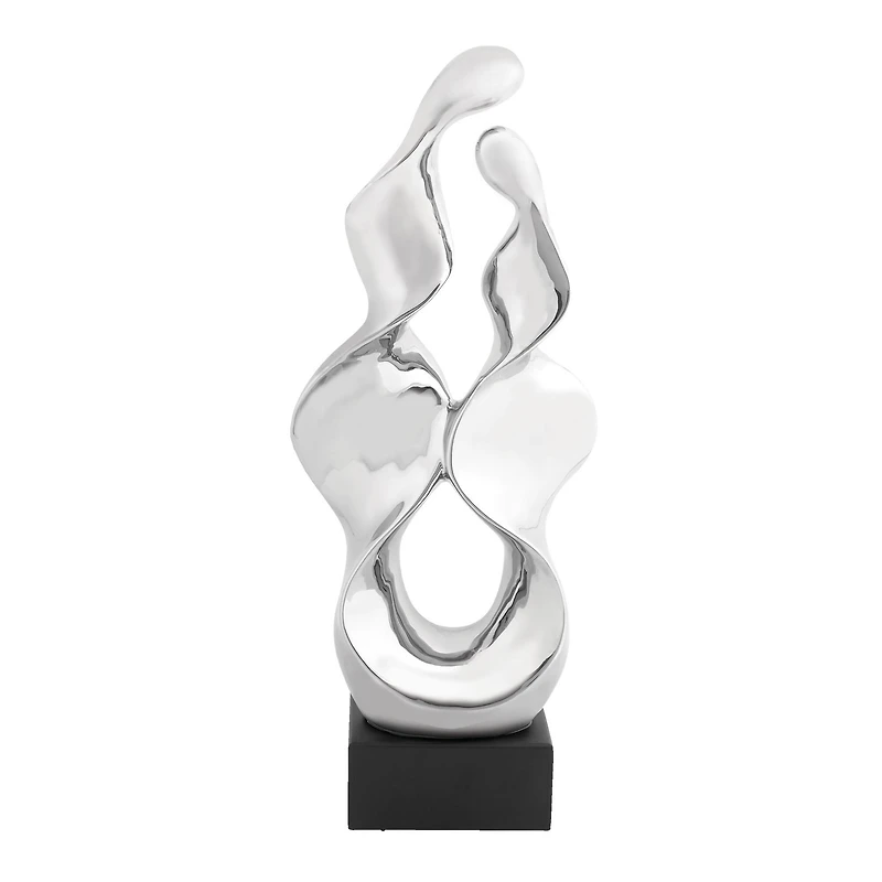 27" Silver Ceramic Modern Abstract Sculpture