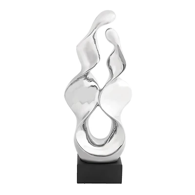 27" Silver Ceramic Modern Abstract Sculpture