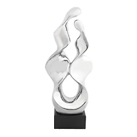 27" Silver Ceramic Modern Abstract Sculpture