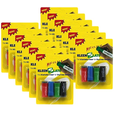 KleenSlate® Attachable Erasers for Dry-Erase Markers, 12 Packs of 4