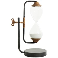 13" Black Metal Suspended Hourglass Timer with Gold Details