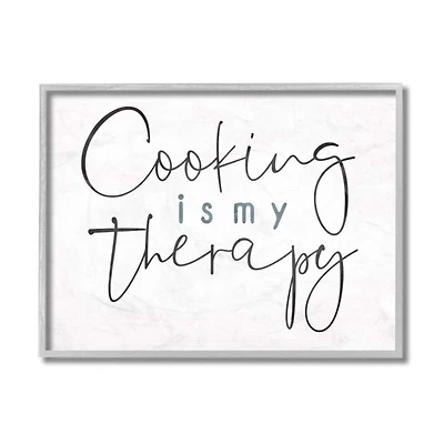 Stupell Industries Cooking Is My Therapy Phrase Blue Black White, 11 x 14