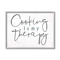 Stupell Industries Cooking Is My Therapy Phrase Blue Black White, 11 x 14