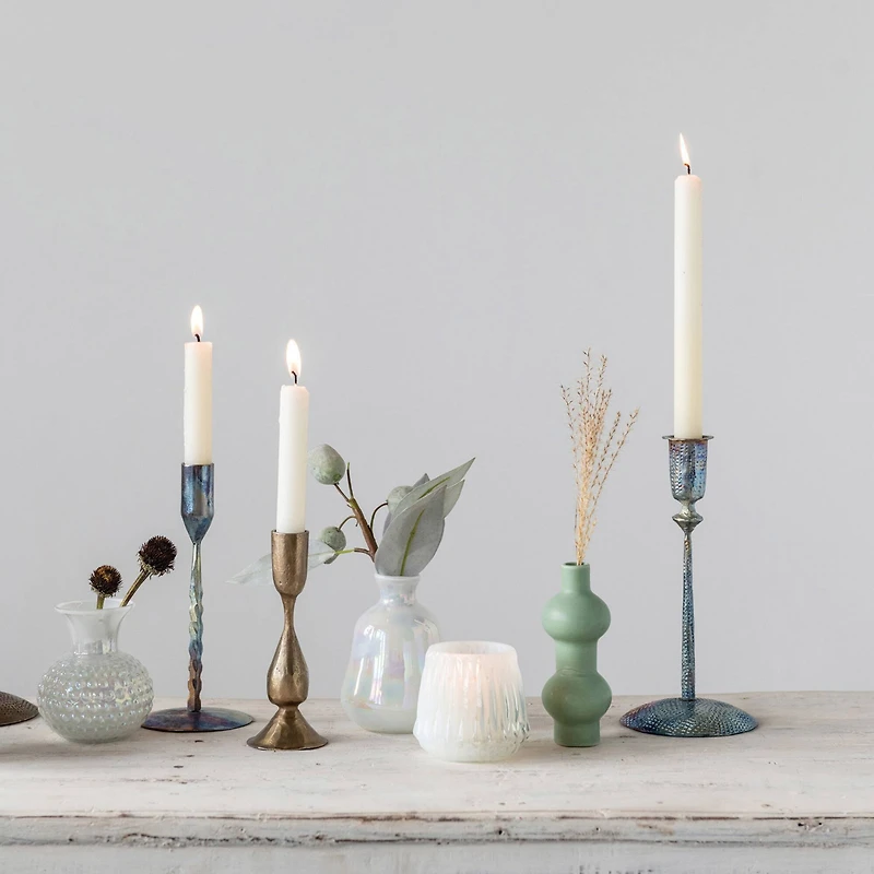 Hello Honey® 6.5" Antique Brass Hand-Forged Metal Taper Holder