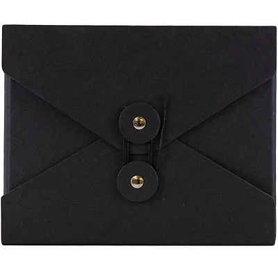 JAM Paper Black 5.25" x 6.75" Button & String Tie Portfolio