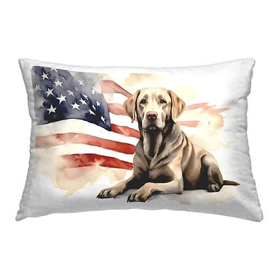 Stupell Industries Patriotic Dog with Flag Decorative Printed Throw Pillow