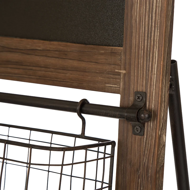 Glitzhome® 43.31" Farmhouse Metal & Wooden Magazine Rack