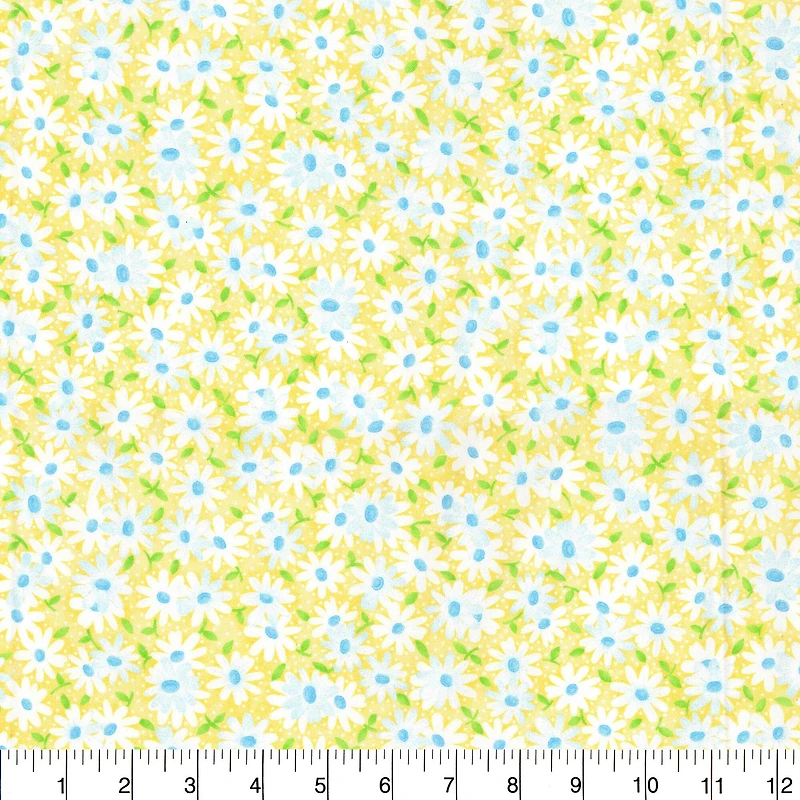Fabric Traditions Daisy on Yellow Cotton Fabric