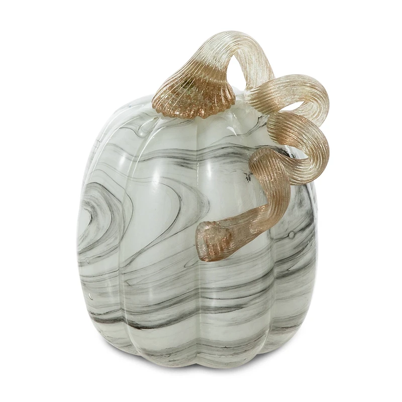 Glitzhome® Marble Tall Marble Glass Pumpkin, Gray