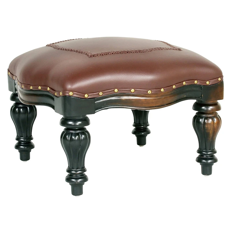 Design Toscano 15" Victorian Rococo Faux Leather Ottoman