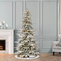 6.5ft. Pre-lit Slim Flocked Artificial Utah Fir Christmas Tree, Clear Lights