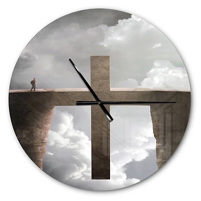 Designart Big Cross Between Two Cliffs Wall Clock