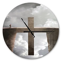 Designart Big Cross Between Two Cliffs Wall Clock