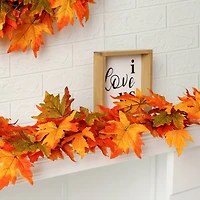 Glitzhome® Lighted Fall Maple Leaves Garland & Wreath Set