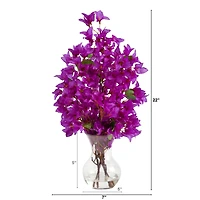 22" Artificial Bougainvillea Arrangement with Fluted Glass Vase