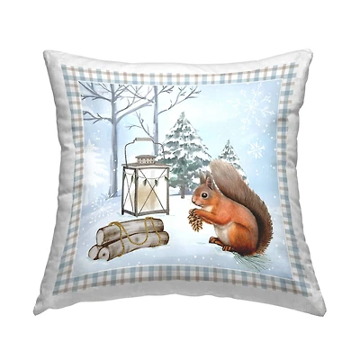 Stupell Industries Woodland Squirrel & Snowflakes Throw Pillow