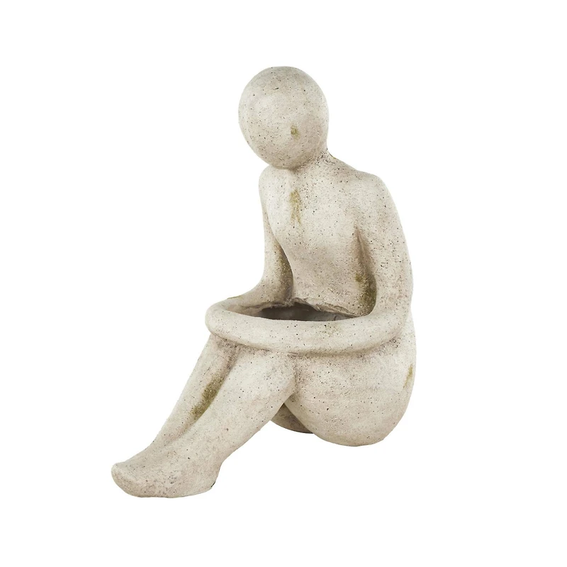17" Cream Sitting Figure Planter