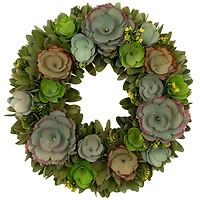 14" Wooden Spring Mini Flowers Artificial Wreath