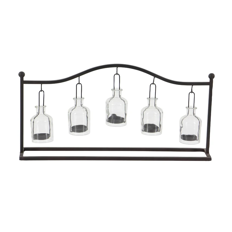 24" Black Iron Farmhouse Candle Holder Lantern