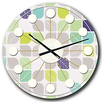 Designart 'Geometric Pattern With Leaves Mid-Century Modern Wall Clock