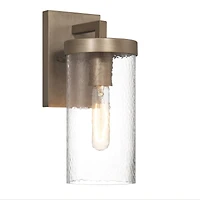 Hello Honey® Aria Tuscan Gold Cylindrical Textured Water Glass & Metal Wall Mounted Outdoor Light