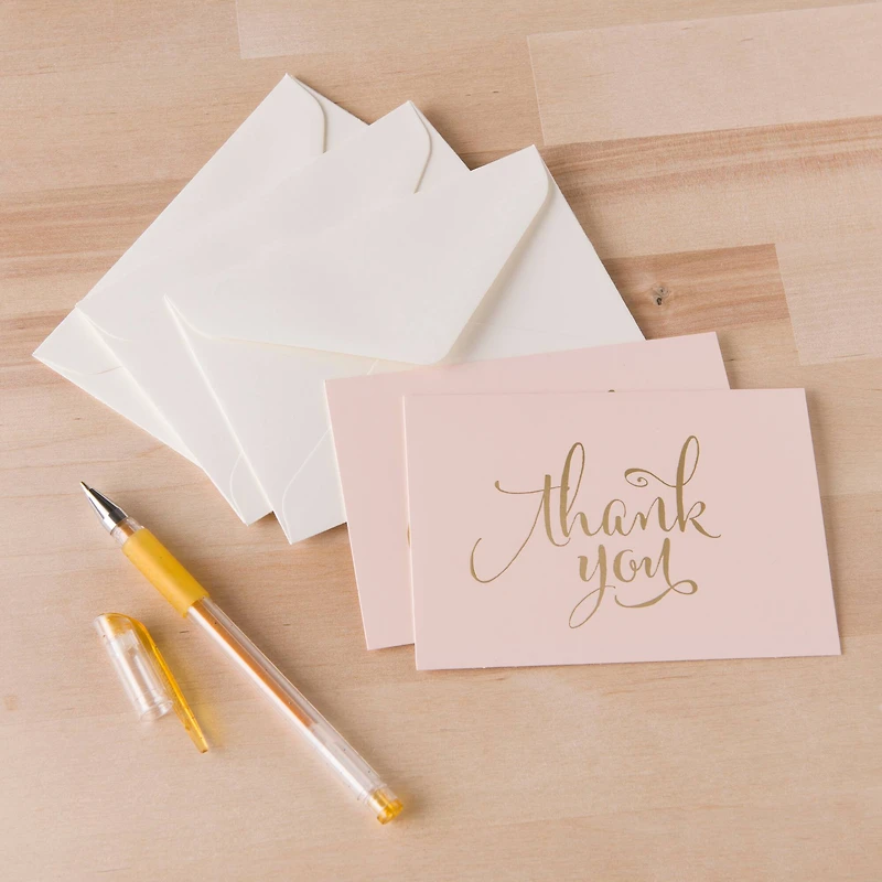 8 Packs: 40 ct. (320 total) Blush & Gold Thank You Cards & Envelopes by Celebrate It™