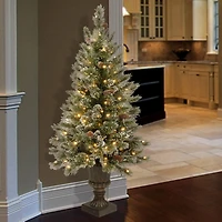 4ft. Pre-Lit Glittery Bristle® Pine Entrance Artificial Christmas Tree, Twinkly™ LED Lights