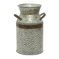 12" Gray Decorative Tin Milk Can