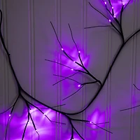 6.5ft. Pre-Lit Artificial Halloween Black Twig Garland with 48 Purple LED Lights