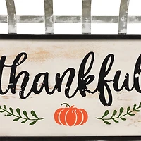 24" Silver & White Pumpkin Thankful Rectangular Wall Décor