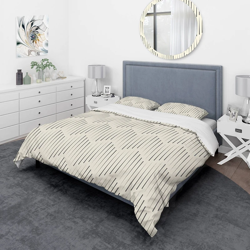 Designart 'Zigzag Background Minimal Striped Design' Scandinavian Bedding Set