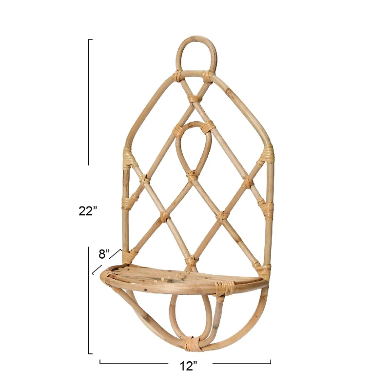 Hello Honey® Natural Decorative Woven Rattan Wall Shelf