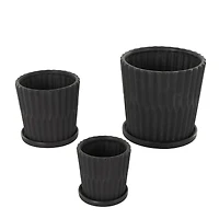 Double Ribbed Textured Ceramic Planter Set