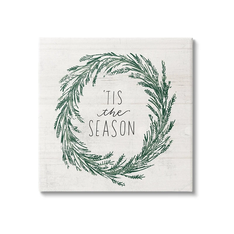 Stupell Industries Tis The Season Holiday Wreath Canvas Wall Art