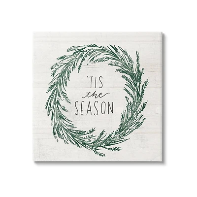 Stupell Industries Tis The Season Holiday Wreath Canvas Wall Art