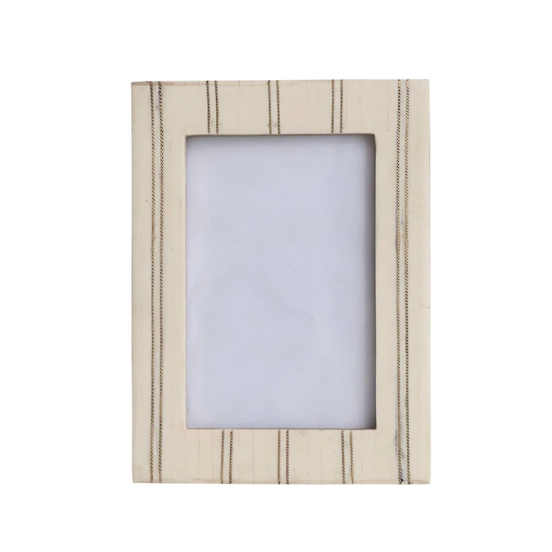 Hello Honey® Cream & Gold Pinstripe Photo Frame