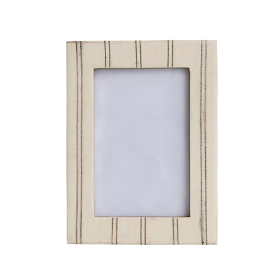 Hello Honey® Cream & Gold Pinstripe Photo Frame