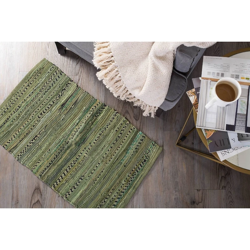 DII® Multi Olive Green Rag Rug, 20" x 31.5"