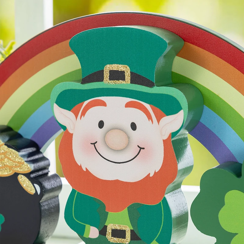 Glitzhome® 12" St. Patrick's Wooden Table Block Set