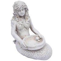 Santa's Workshop 15.6" Antique White Cold Cast Mermaid Bird Bath