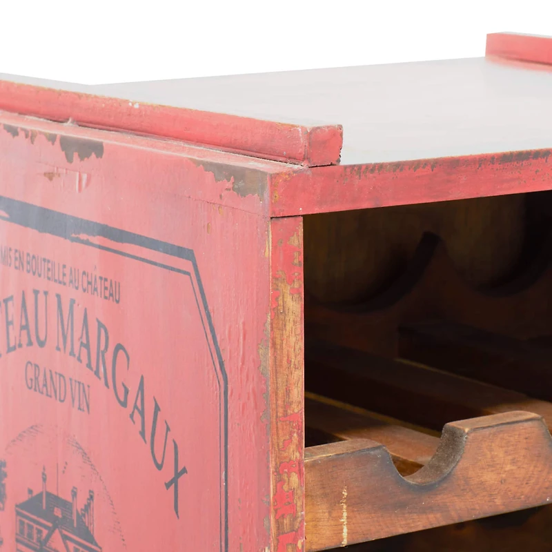 16" Red Wood Farmhouse Wine Rack