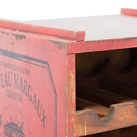 16" Red Wood Farmhouse Wine Rack