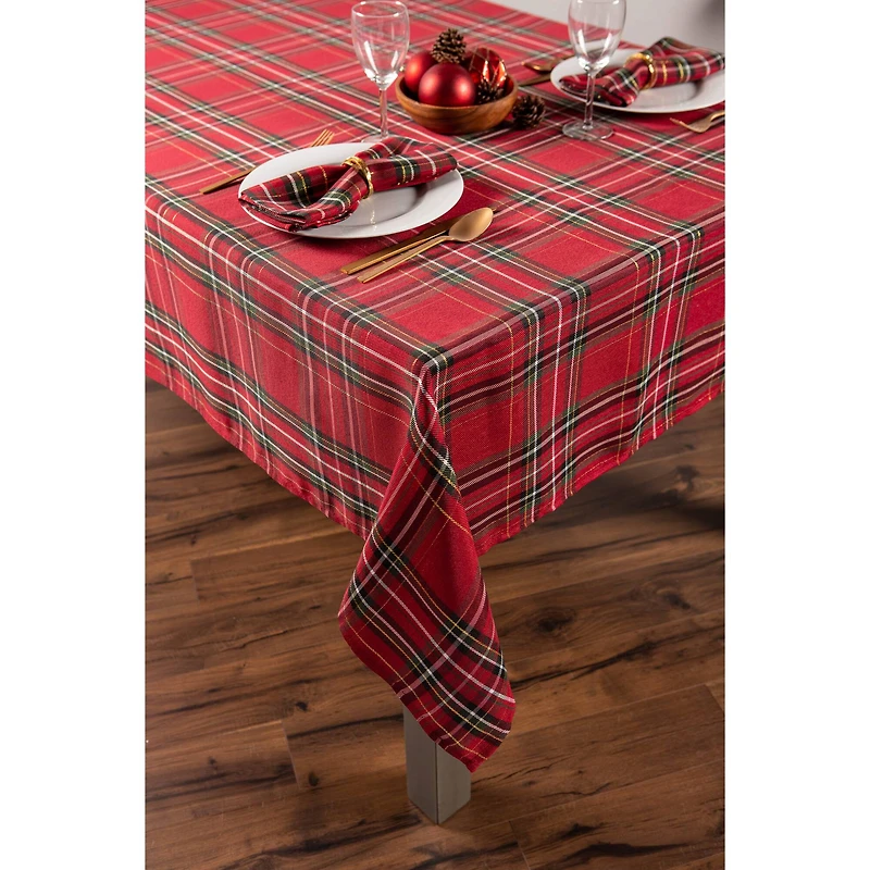 DII® 120" Holiday Metallic Plaid Tablecloth