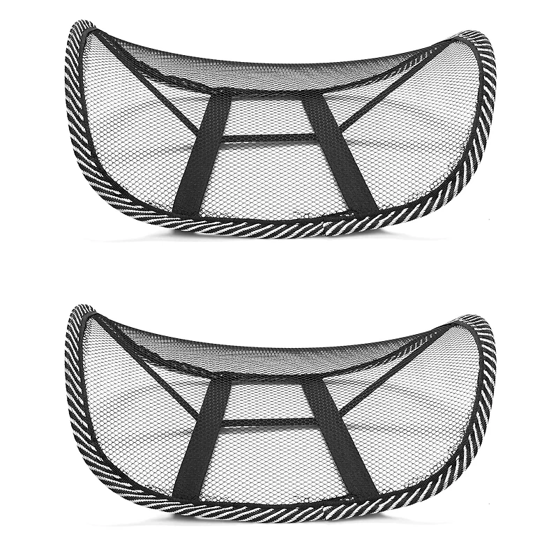 Mind Reader Black Mesh Lumbar Support Adjustable Cushion Set