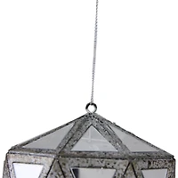 5.5" Silver And Clear Mirrored Framed Geometric Drop Ornament