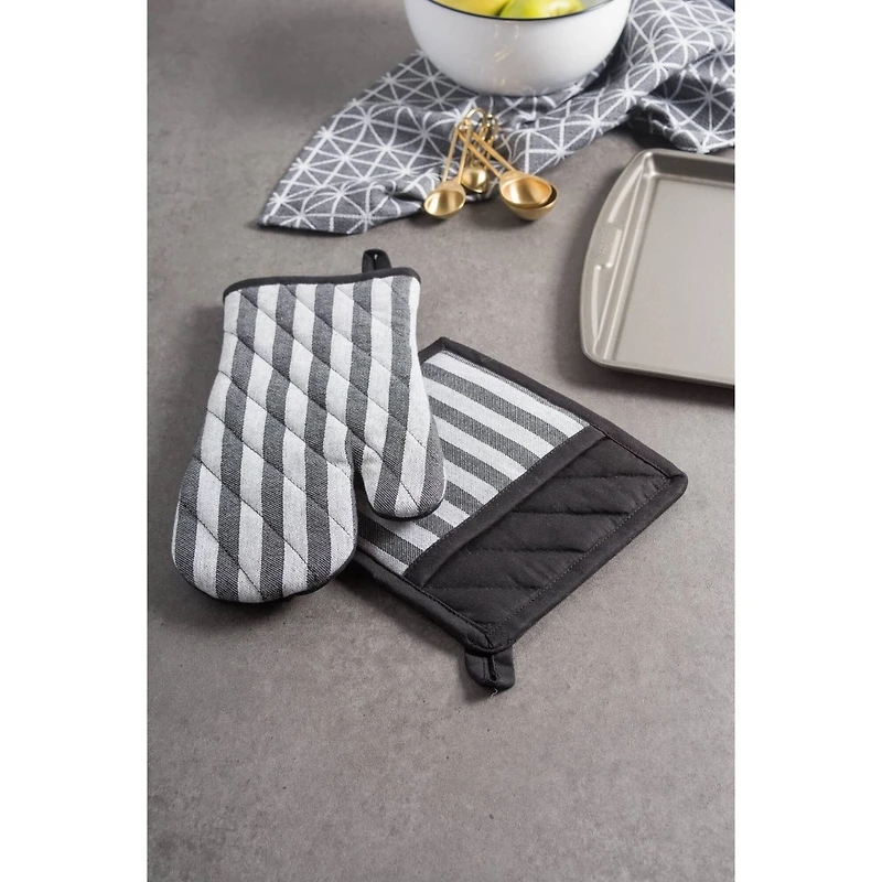 DII® Black & White Stripe Oven Mitt Set, 2ct.