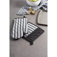 DII® Black & White Stripe Oven Mitt Set, 2ct.