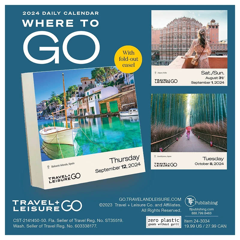 TF Publishing 2024 World's Best by Travel + Leisure Daily Desktop Calendar